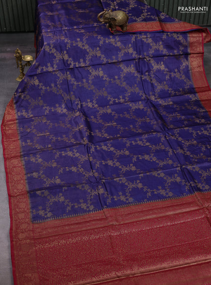 Violet & Maroon Banarasi Tussar Silk Saree