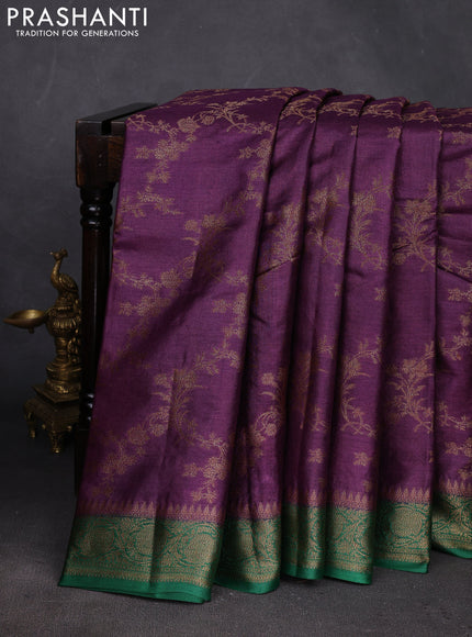 Purple & Green Banarasi Tussar Silk Saree