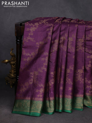 Purple & Green Banarasi Tussar Silk Saree
