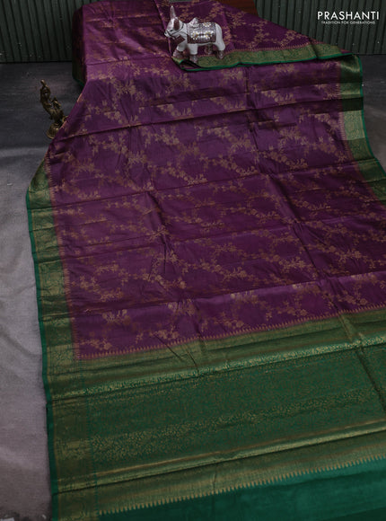 Purple & Green Banarasi Tussar Silk Saree