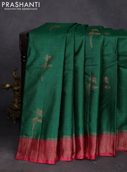 Green & Maroon Banarasi Tussar Silk Saree