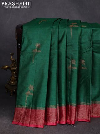 Green & Maroon Banarasi Tussar Silk Saree