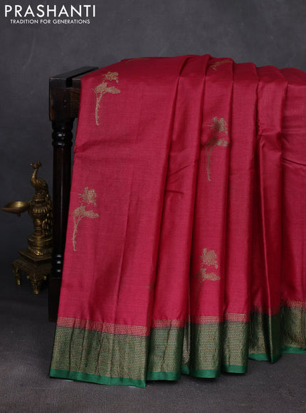 Maroon & Green Banarasi Tussar Silk Saree