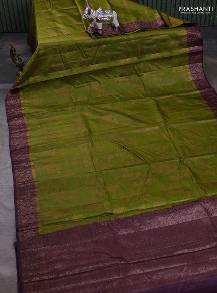 Green & Purple Banarasi Tussar Silk Saree