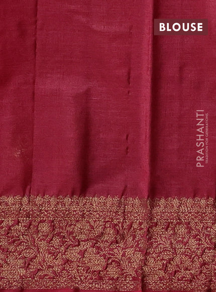 Brown & Maroon Banarasi Tussar Silk Saree