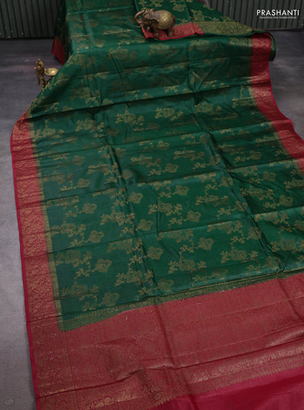 Green & Maroon Banarasi Tussar Silk Saree