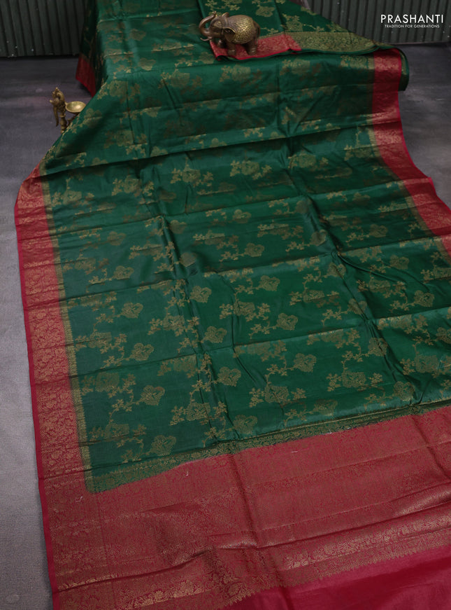Green & Maroon Banarasi Tussar Silk Saree
