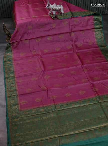 Pink & Teal Green Banarasi Tussar Silk Saree