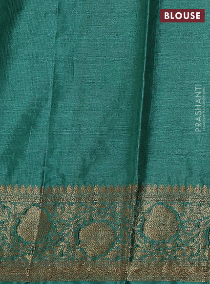 Pink & Teal Green Banarasi Tussar Silk Saree