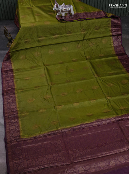Green & Purple Banarasi Tussar Silk Saree