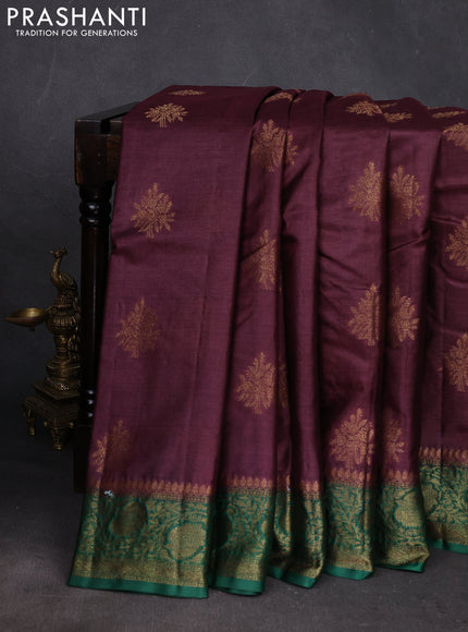 Purple & Green Banarasi Tussar Silk Saree