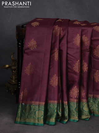 Purple & Green Banarasi Tussar Silk Saree