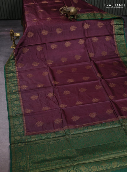 Purple & Green Banarasi Tussar Silk Saree