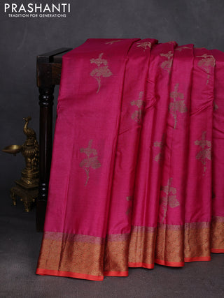 Pink & Rust Banarasi Tussar Silk Saree