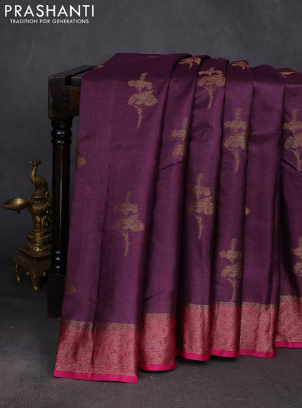 Purple & Pink Banarasi Tussar Silk Saree