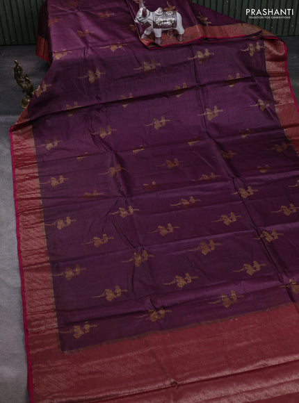 Purple & Pink Banarasi Tussar Silk Saree
