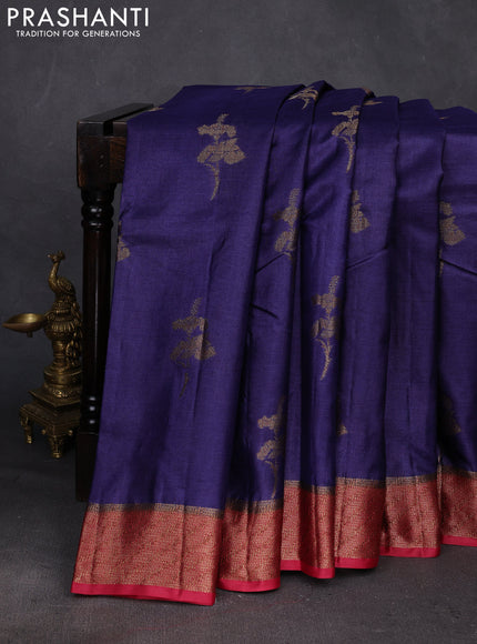 Violet & Maroon Banarasi Tussar Silk Saree