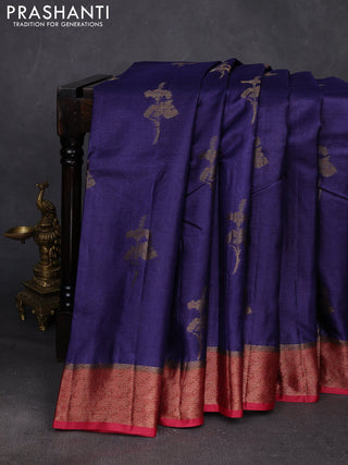Violet & Maroon Banarasi Tussar Silk Saree