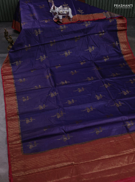 Violet & Maroon Banarasi Tussar Silk Saree