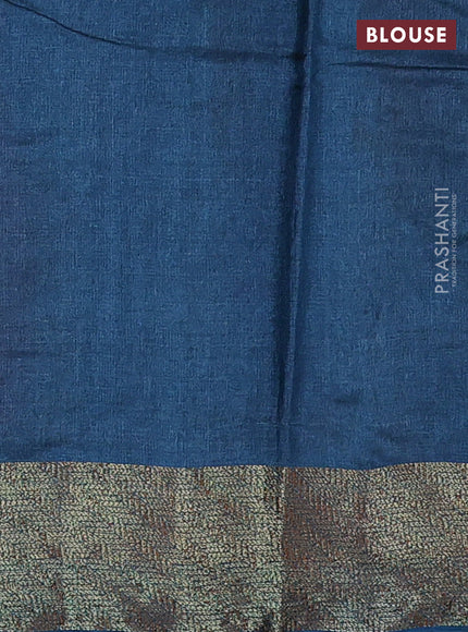 Maroon & Peacock Blue Banarasi Tussar Silk Saree