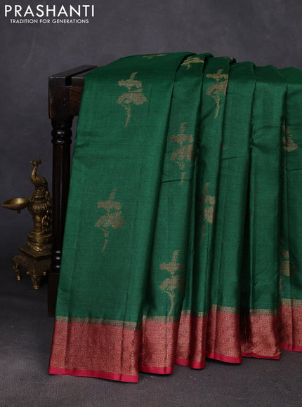Green & Maroon Banarasi Tussar Silk Saree