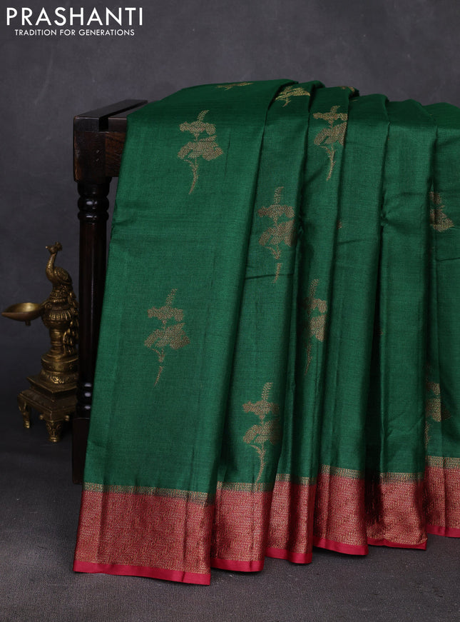 Green & Maroon Banarasi Tussar Silk Saree