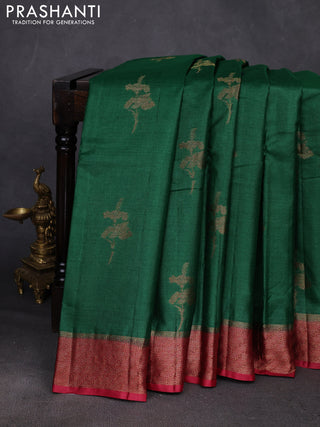 Green & Maroon Banarasi Tussar Silk Saree