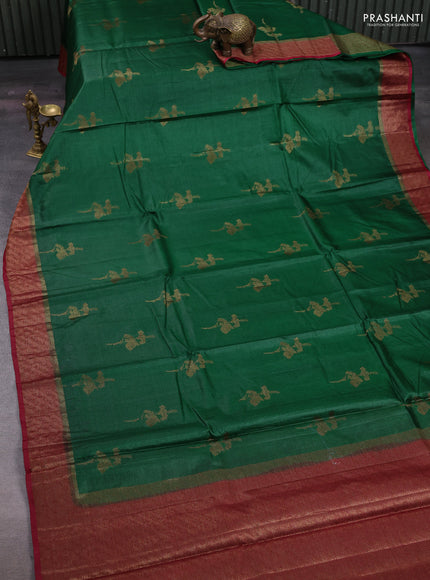 Green & Maroon Banarasi Tussar Silk Saree