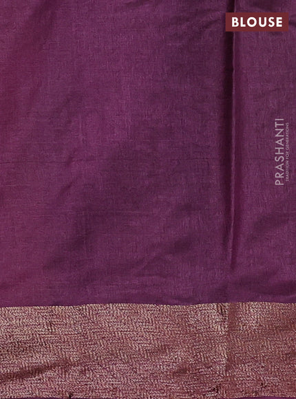 Rust & Purple Banarasi Tussar Silk Saree