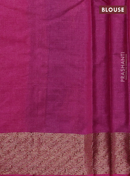 Peacock Blue & Pink Banarasi Tussar Silk Saree
