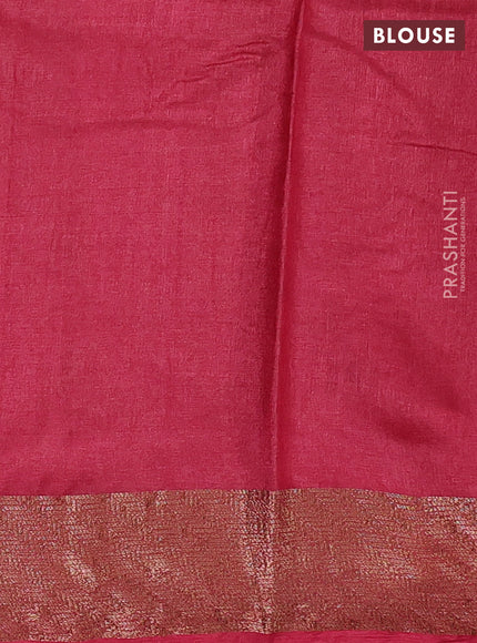 Mustard Yellow & Maroon Banarasi Tussar Silk Saree