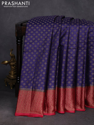Violet & Maroon Banarasi Tussar Silk Saree
