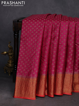 Pink & Rust Banarasi Tussar Silk Saree