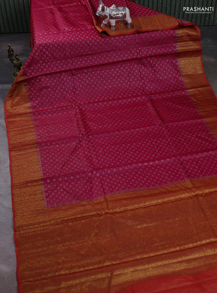 Pink & Rust Banarasi Tussar Silk Saree