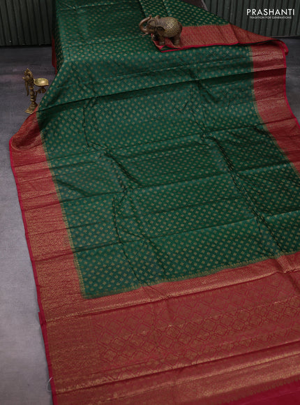 Green & Maroon Banarasi Tussar Silk Saree
