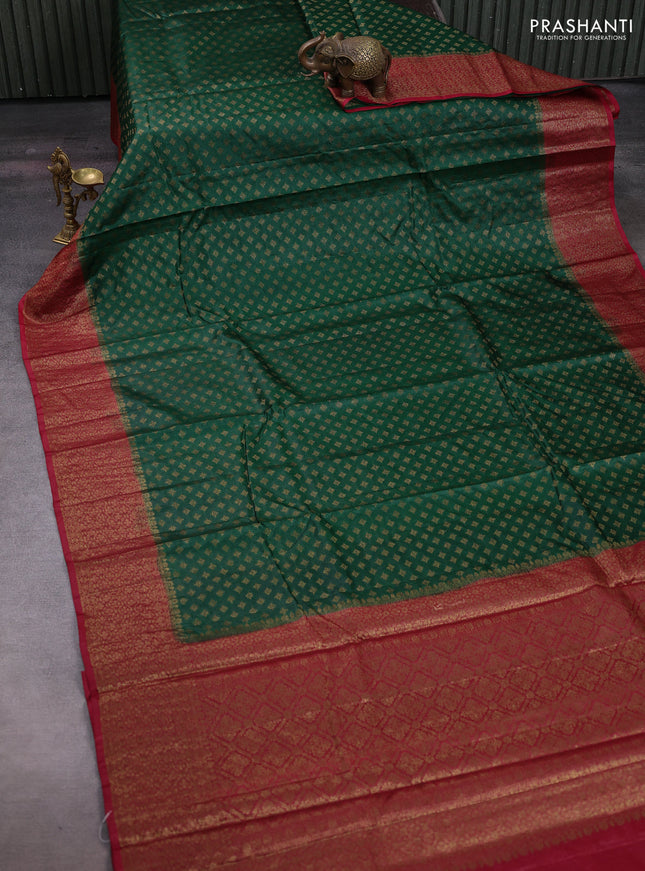 Green & Maroon Banarasi Tussar Silk Saree