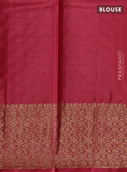 Peacock Blue & Maroon Banarasi Tussar Silk Saree