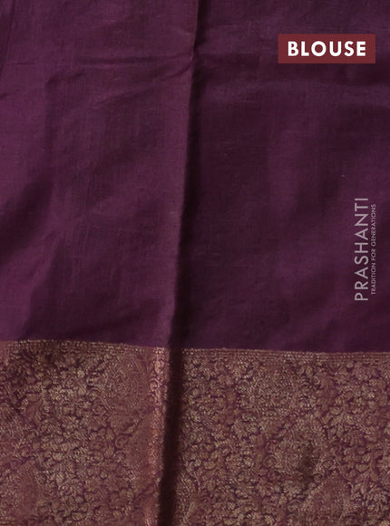 Bottle Green & Purple Banarasi Tussar Silk Saree