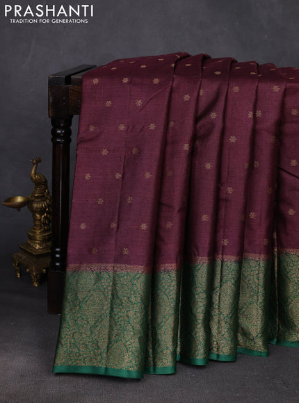 Purple & Green Banarasi Tussar Silk Saree