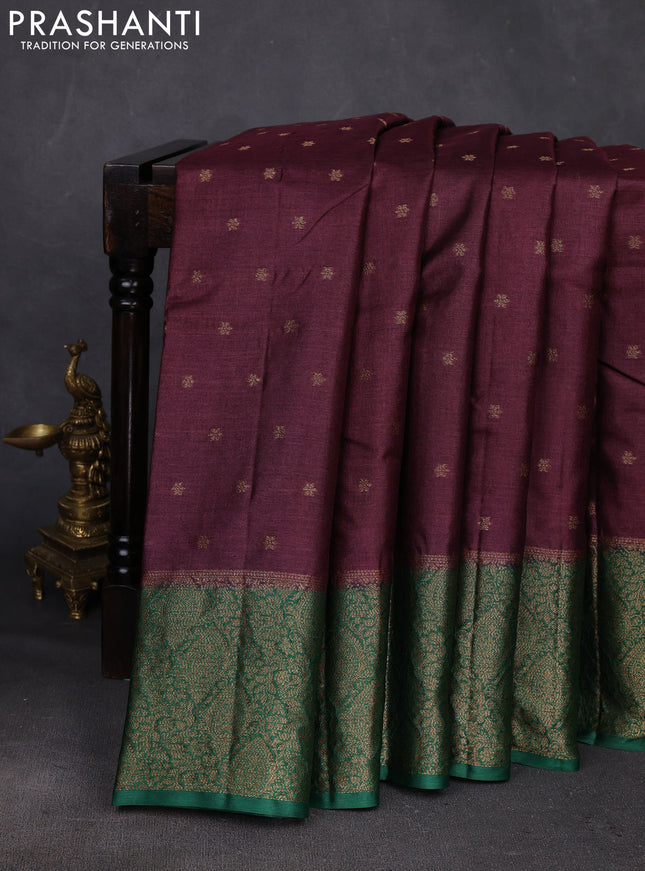 Purple & Green Banarasi Tussar Silk Saree