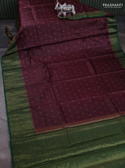 Purple & Green Banarasi Tussar Silk Saree