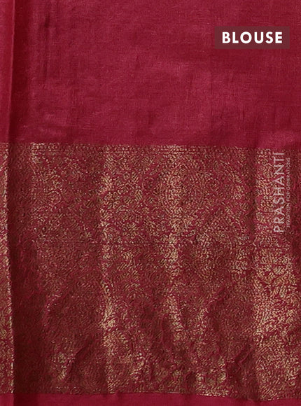Peacock Blue & Maroon Banarasi Tussar Silk Saree