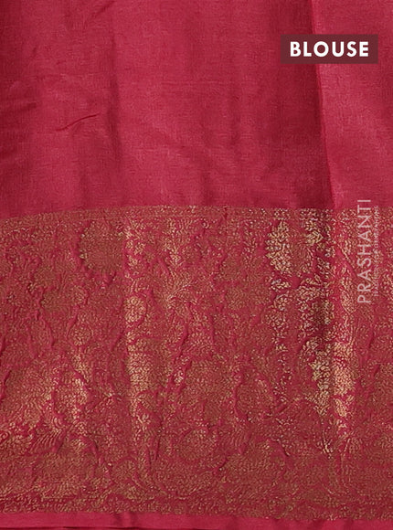 Mustard Yellow & Maroon Banarasi Tussar Silk Saree