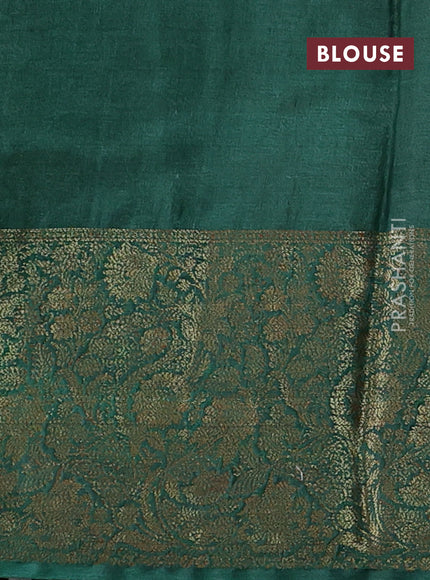 Beige & Green Banarasi Tussar Silk Saree
