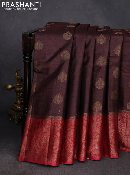 Brown & Maroon Banarasi Tussar Silk Saree