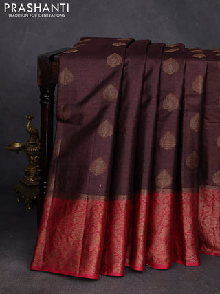 Brown & Maroon Banarasi Tussar Silk Saree