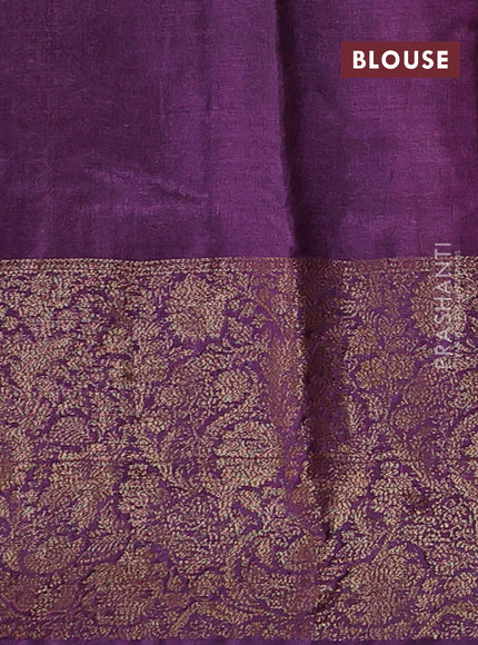 Rust & Purple Banarasi Tussar Silk Saree