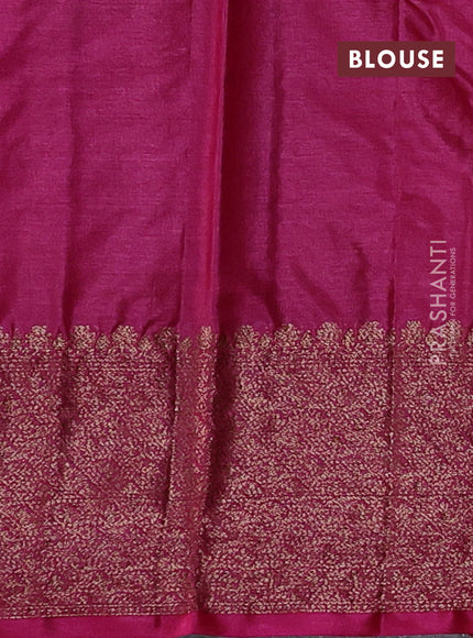 Peacock Blue & Pink Banarasi Tussar Silk Saree