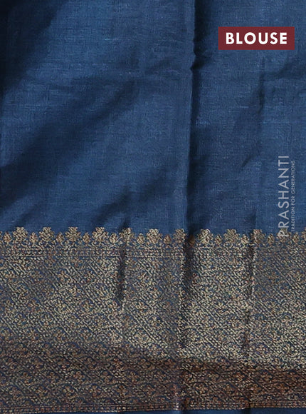 Maroon & Peacock Blue Banarasi Tussar Silk Saree