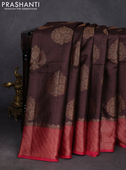 Brown & Maroon Banarasi Tussar Silk Saree